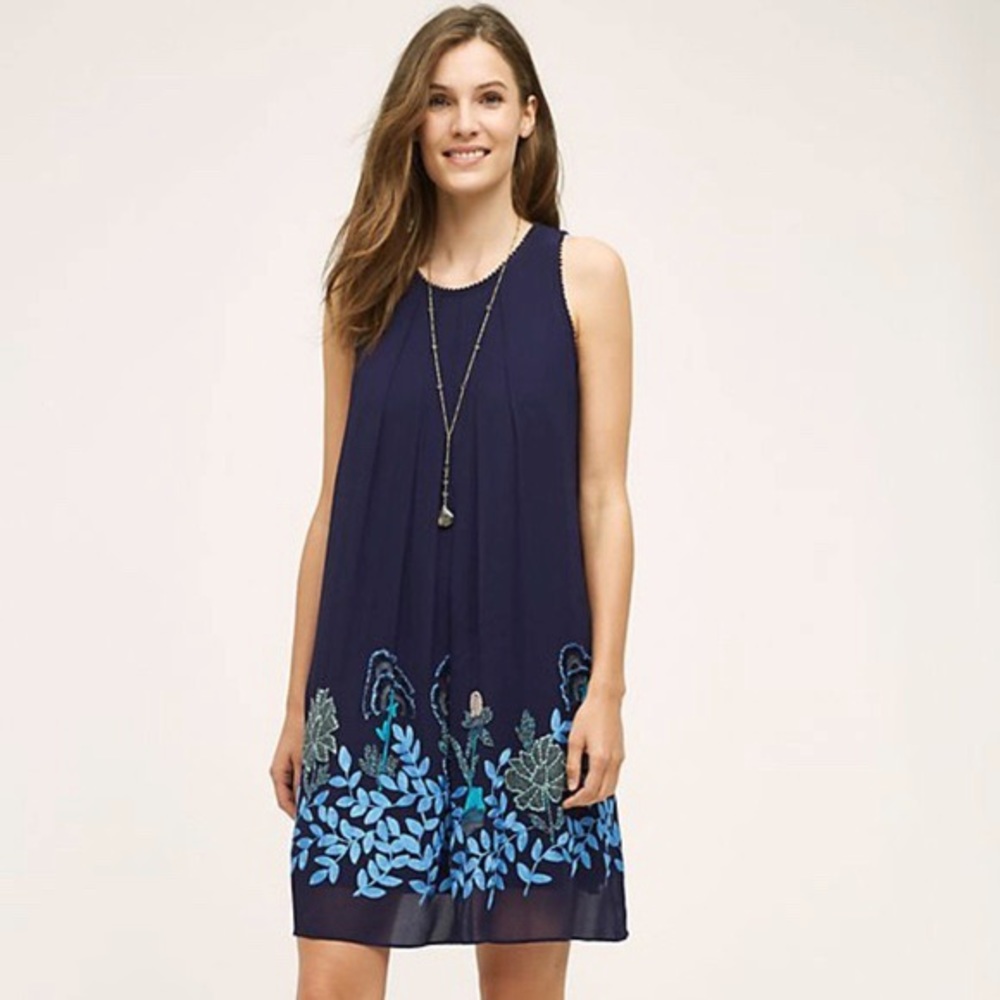 Navy embroidery dress